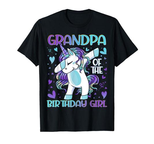 Grandpa of the Birthday Girl Dabbing Unicorn Grand Father T-Shirt