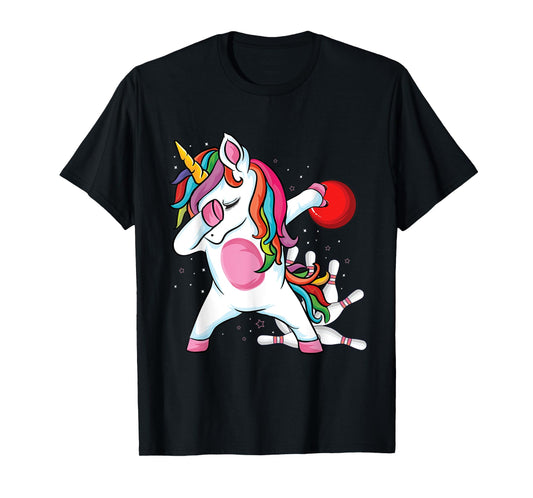 Magical Dabbing Unicorn Bowling Ball Pins Bowling Birthday T-Shirt