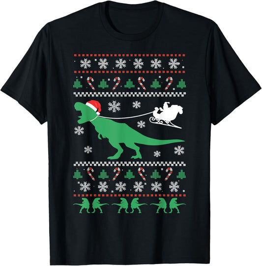 Funny Dinosaur Ugly Christmas Sweater Boys Kids Christmas T-Shirt