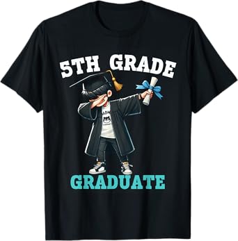 Funny 5th Grade Boys Graduation Grad Dabbing Class of 2025 T-Shirt