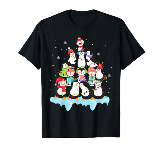 Cute Penguin Christmas Tree Penguin Lover Xmas T-Shirt