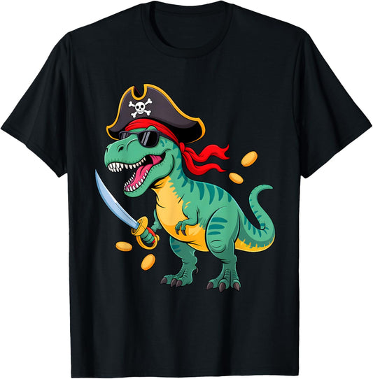 Pirate Dinosaur T Rex Funny Tyrannosaurus Halloween Costume T-Shirt