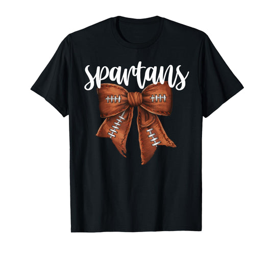 Spartans Football Bow School Spirit Team Mascot Game Night T-Shirt