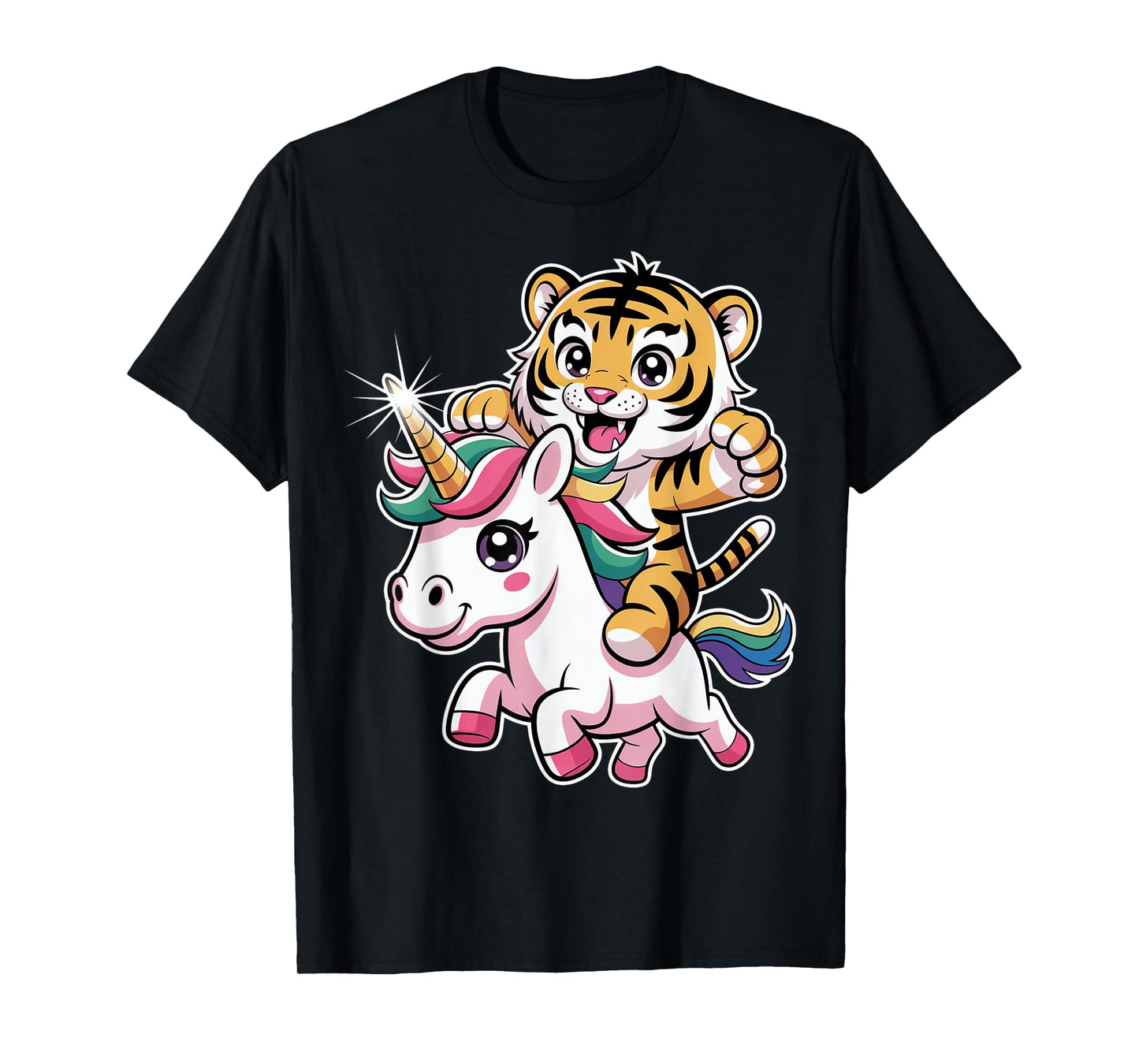 Cute Unicorn and Tiger Friendship T-Shirt