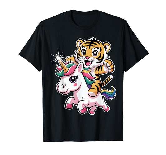 Cute Unicorn and Tiger Friendship T-Shirt
