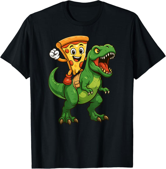 Funny Pizza Dinosaur Trex Food Lover Boys Girls Kids T-Shirt