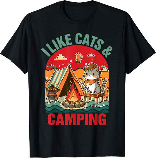Camper Go Outdoor Cat Lover Cat Mom I Like Cats & Camping T-Shirt