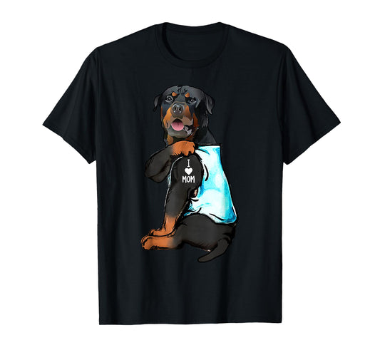 Rottweiler I Love Mom Tattoo T-Shirt