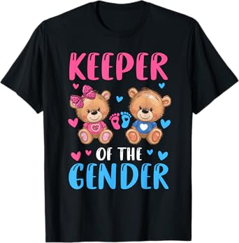 Keeper Of The Gender Reveal Baby Bear Pink Or Blue T-Shirt