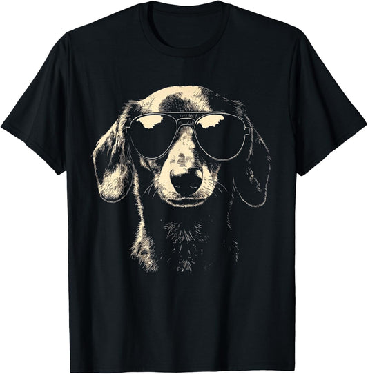 Funny Dachshund Cool Rock and Roll Graphic Dog T-Shirt
