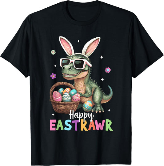 Happy Eastrawr T Rex Easter Bunny Dinosaur Eggs Boys Kids T-Shirt