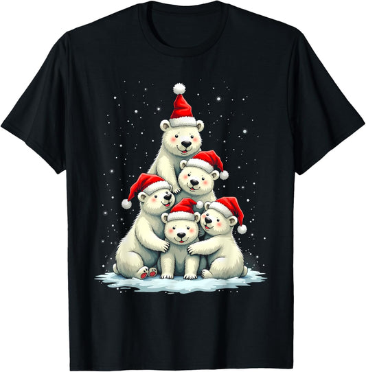 Polar Bear Christmas Tree Girl Boys Funny Christmas Ice Bear T-Shirt