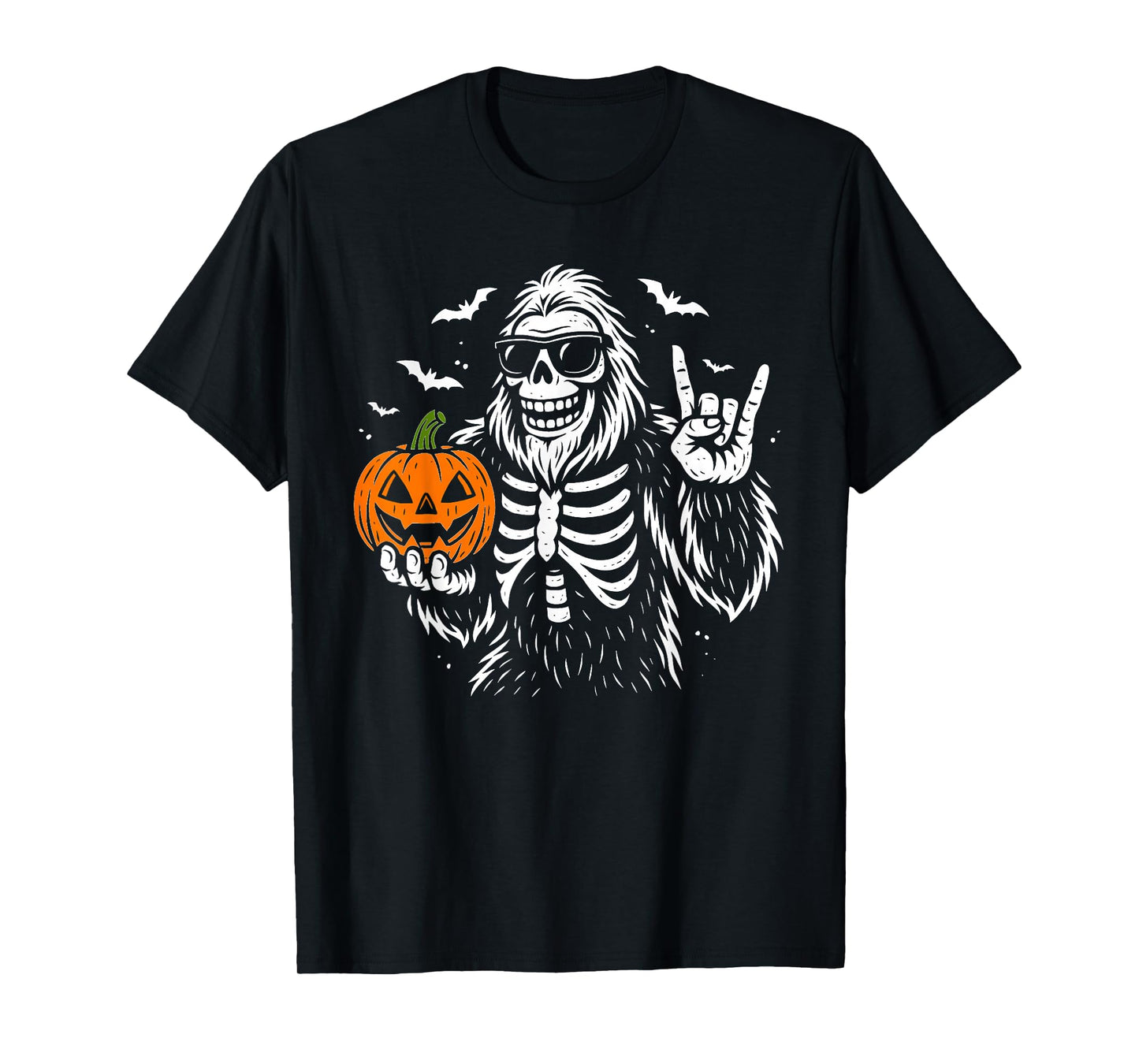 Spooky Bigfoot Goofy Skeleton Halloween Pumpkin Costume Men T-Shirt