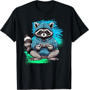 Cute Racoon for Video Game Lovers & Gaming Fans T-Shirt