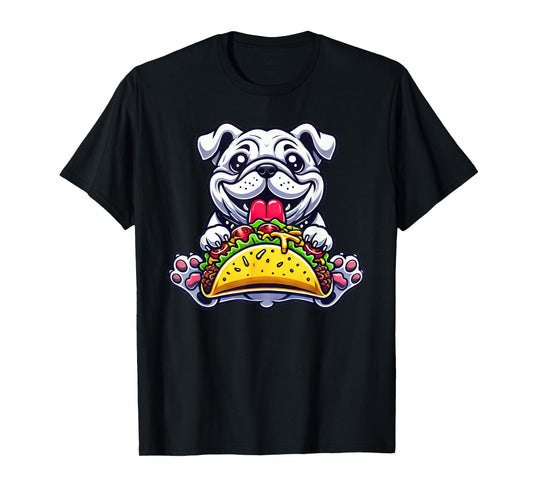 English Bulldog Dog Eating Taco T-Shirt