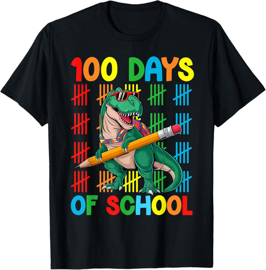 100 Days Of School T-Rex Happy 100th Day Kids Boys T-Shirt