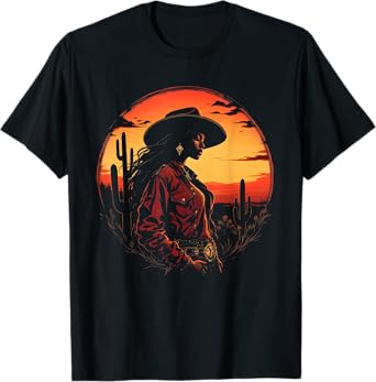 Black African America Cowgirl Western Rodeo Country Texas T-Shirt