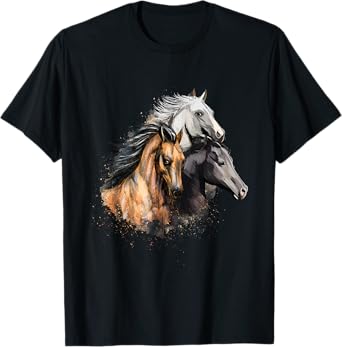 3 Horses - Horse Animal Lover Horseman Equestrian Riding T-Shirt