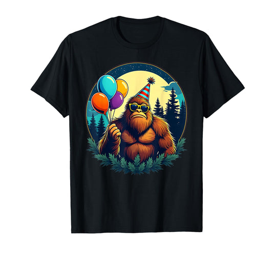 Bigfoot Birthday Party Fun With Balloons T-Shirt