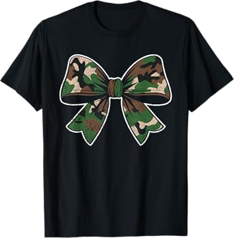 Camouflage Old Camo Bow Camo Coquette Bow Hunting Women Girl T-Shirt
