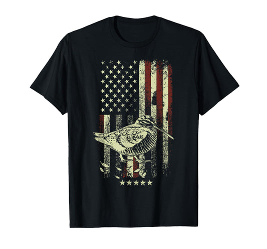 USA American Flag Hunters - Hunting Woodcock Bird T-Shirt