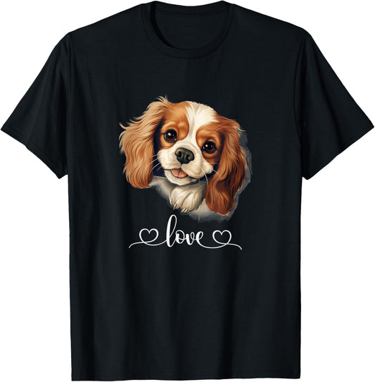 Cute Dog Graphic Puppy Cavalier King Charles Spaniel Dog T-Shirt, Small, Black