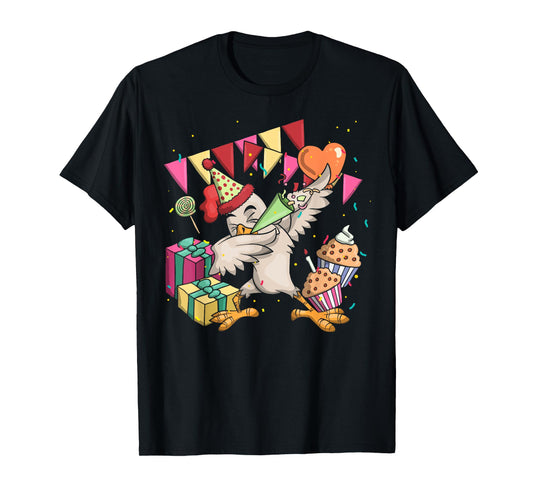 Funny Farm Bird Dab Chicken Anniversary Party Kids Birthday T-Shirt