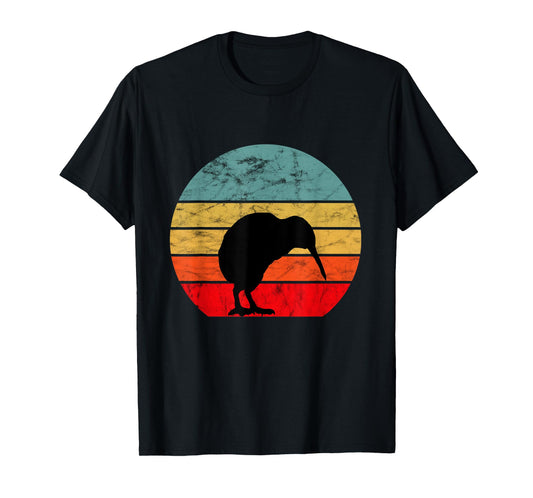 Kiwi Bird Retro Vintage Sunset New Zealand Animals Kiwi Bird T-Shirt