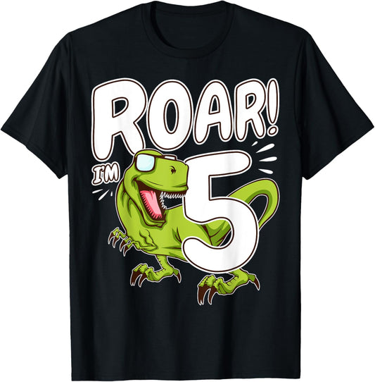 5th Birthday Party 5 Year Old Dinosaur T-Shirt