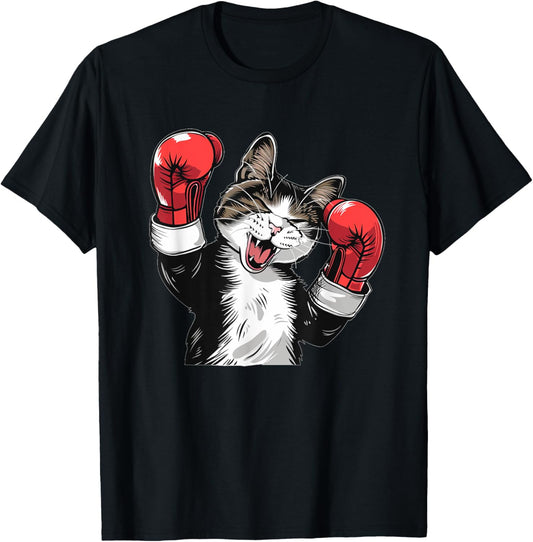 Cool boxing Cat with Sport Gloves for Boys and Girls T-Shirt