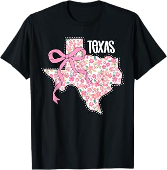 Floral Coquette Bow Texas Summer Vacation Western American T-Shirt
