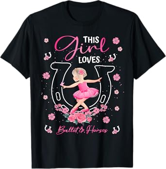 This Girl Loves Ballet And Horses Ballerina Horseshoe T-Shirt