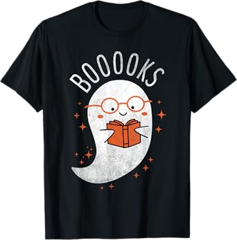 Booooks Ghost Funny Halloween Teacher Book Library Reading T-Shirt