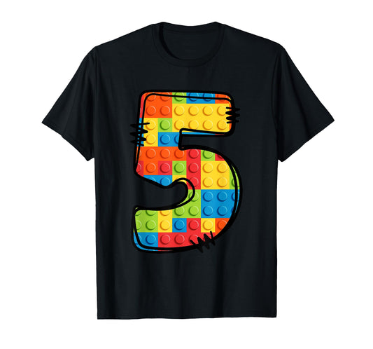 5 Year Old Blocks Building Master Builder 5th Birthday T-Shirt
