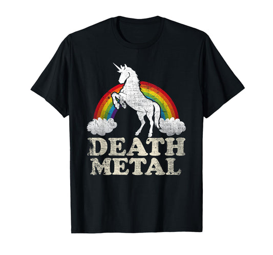Funny Death Metal Unicorn and rainbow T-Shirt