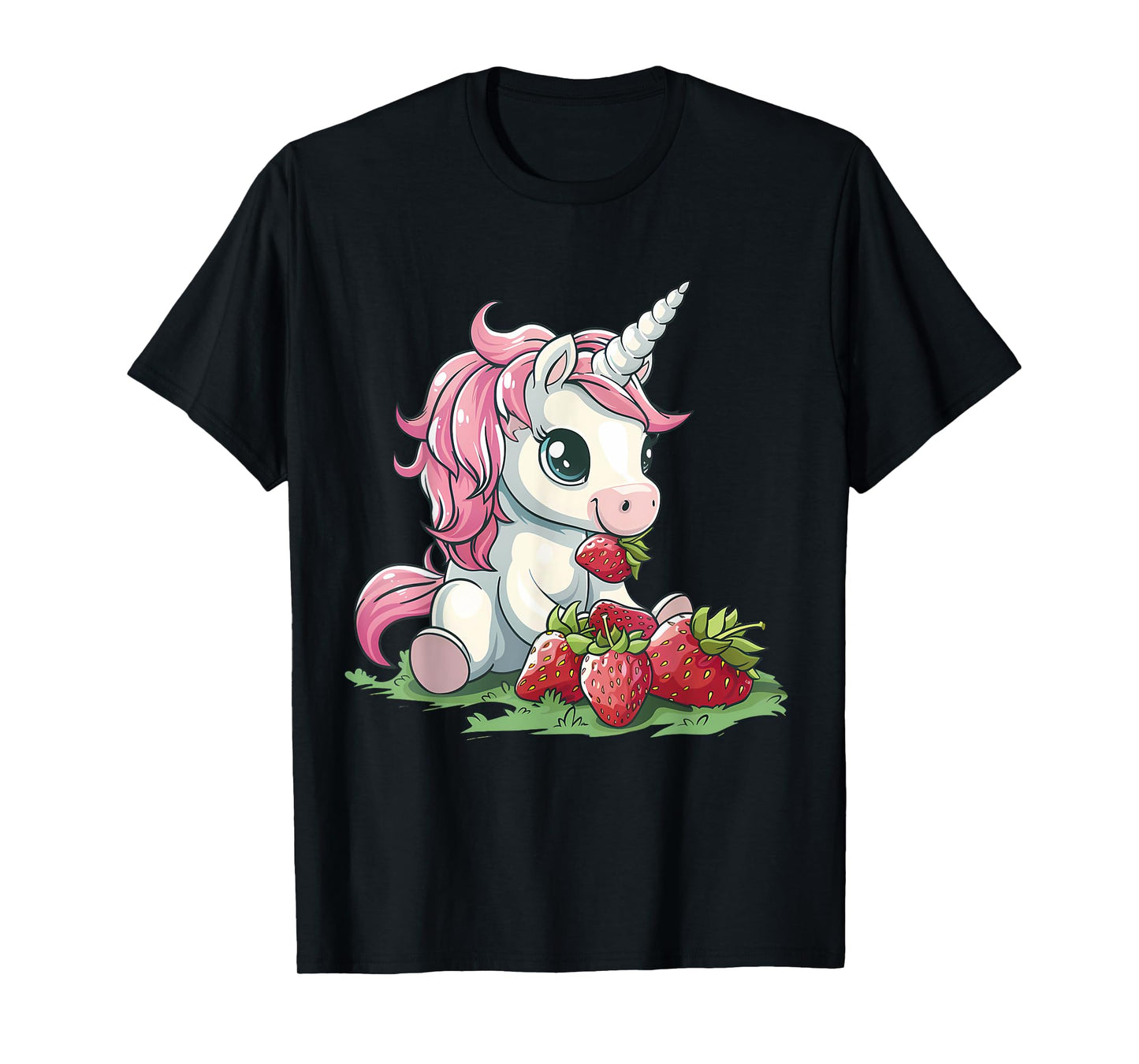 Strawberry Unicorn Cute Strawberries Drawing Motif T-Shirt