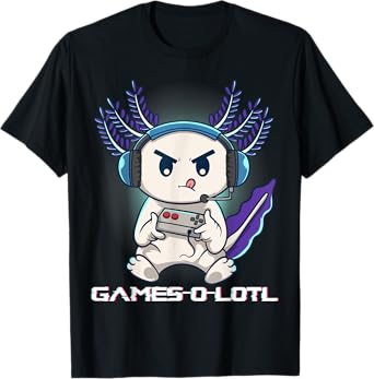 Axolotl Playing Console Video Games Gamesolotl Gaming T-Shirt