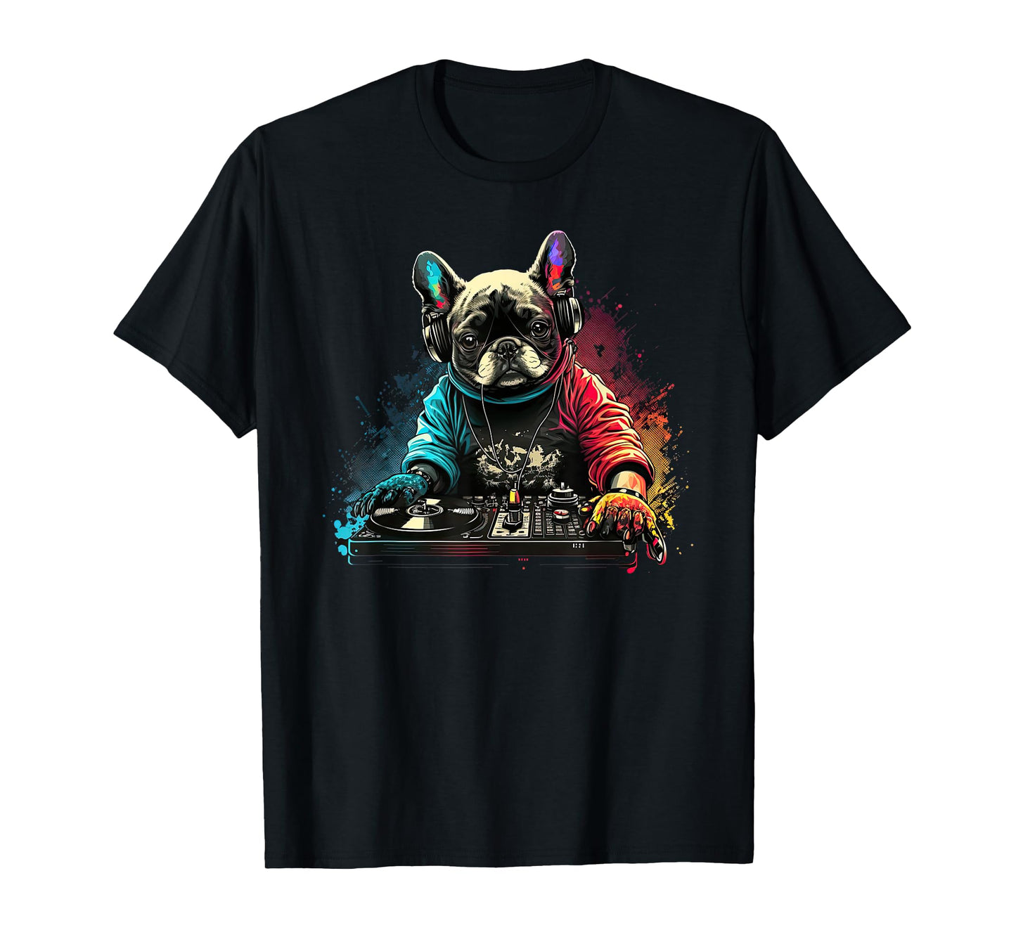 Funny French Bulldog Frenchie DJ Electronic EDM music T-Shirt