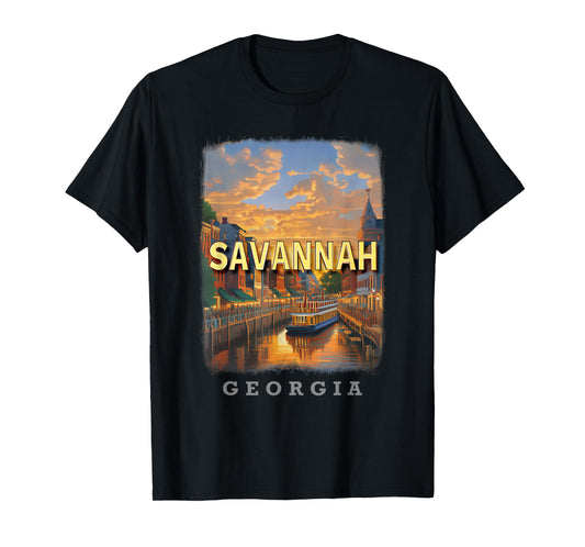 Savannah Georgia GA Riverfront Charm SD334 T-Shirt
