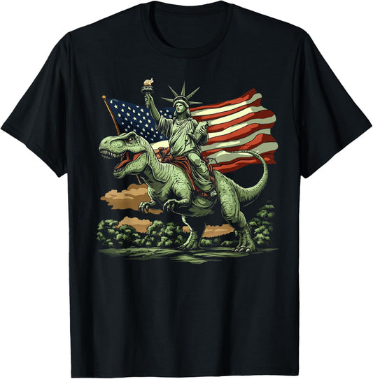 Patriotic Liberty Dino - Funny 4th of July Dinosaur T-Shirt