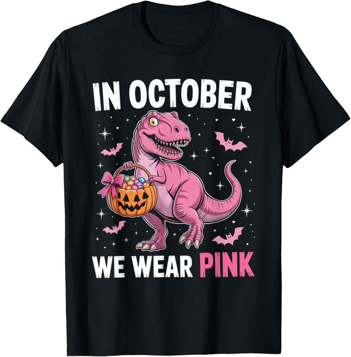In October We Wear Pink Dinosaur Boys Kids Breast Cancer T-Shirt