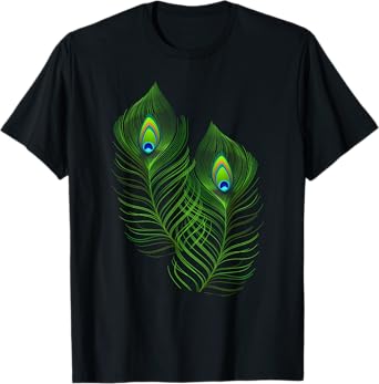 Yellow Peacock Feathers Funny Birds Animal Lover Graphic T-Shirt