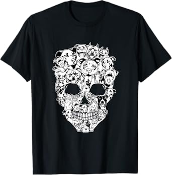 Funny Pitbull Skull Dog Skeleton Halloween T-Shirt for Men Women Kids
