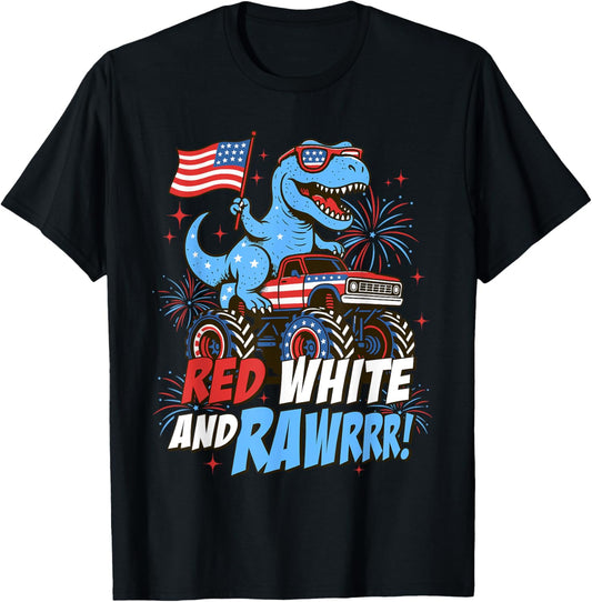Kids Let Freedom Rawr Cute Dinosaur Dino 4th Of July Baby T-Shirt