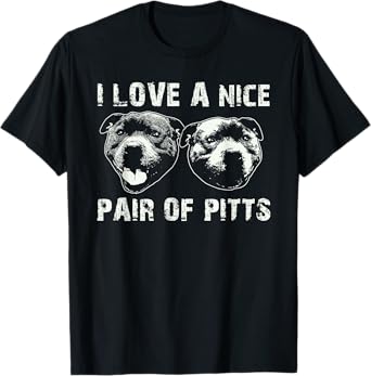 Pair of Pitts Pitties Funny Pun Pitbull Pittie Mom Gift T-Shirt
