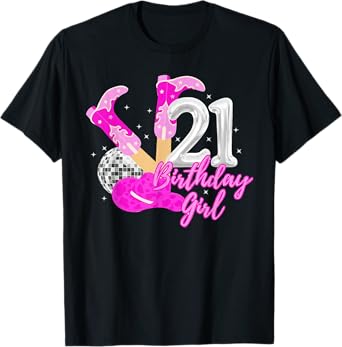 21st Birthday Girl Rodeo Western Cowgirl 21 Years Old Bday T-Shirt