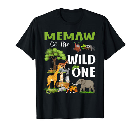 Memaw Of the Wild One Zoo Birthday 1st Safari Jungle T-Shirt