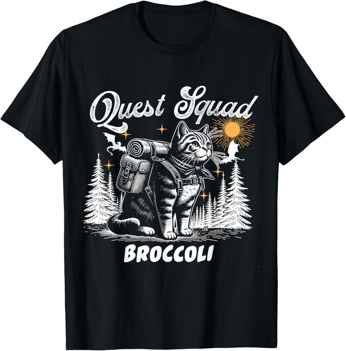 Quest Fantasy Squad Broccoli Funny Cat T-Shirt