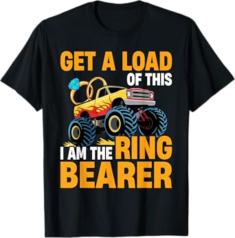 Wedding Iam The Ring Bearer Funny Monster Truck Boys T-Shirt