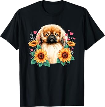 Sunflowers Pekingese Pekingeses T-Shirt